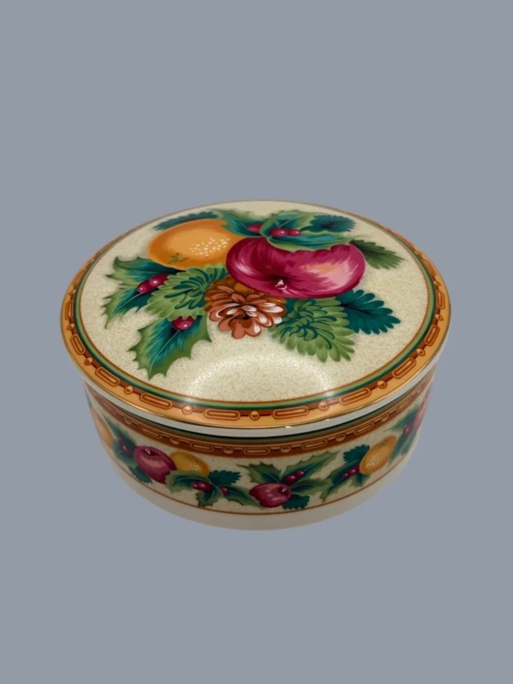 Mikasa Holiday Fruit Round Covered Trinket Box Candy Dish UT111/683 Japan 5